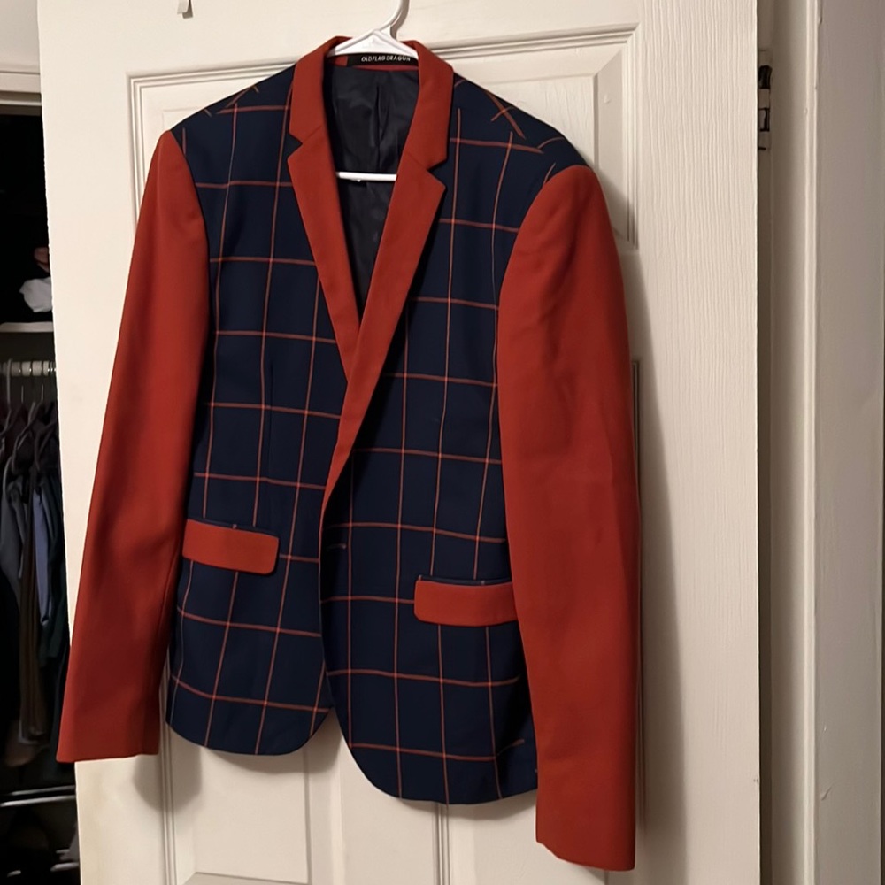 Oversized orange and blue blazer